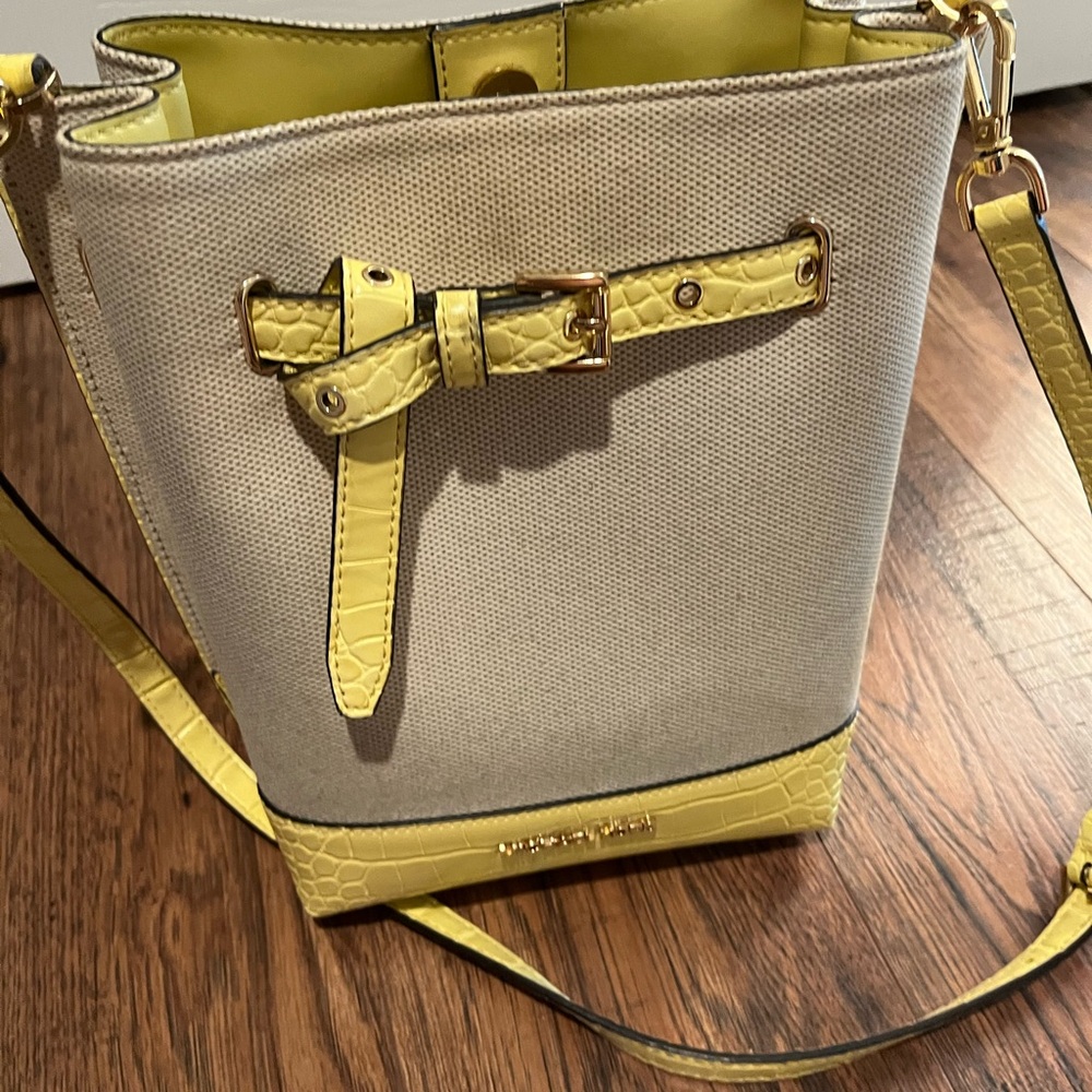 Michael Kors Yellow and Cream Crossbody Bag with Adjustable Strap